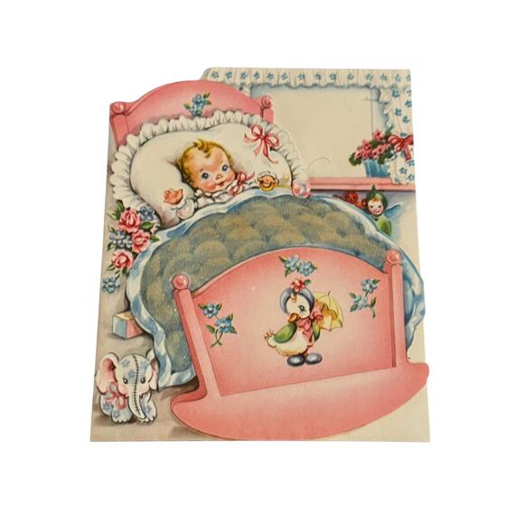 Baby Newborn Cards (4) Welcome Congratulations VTG Used USA Made Birth Announce - Picture 3 of 9